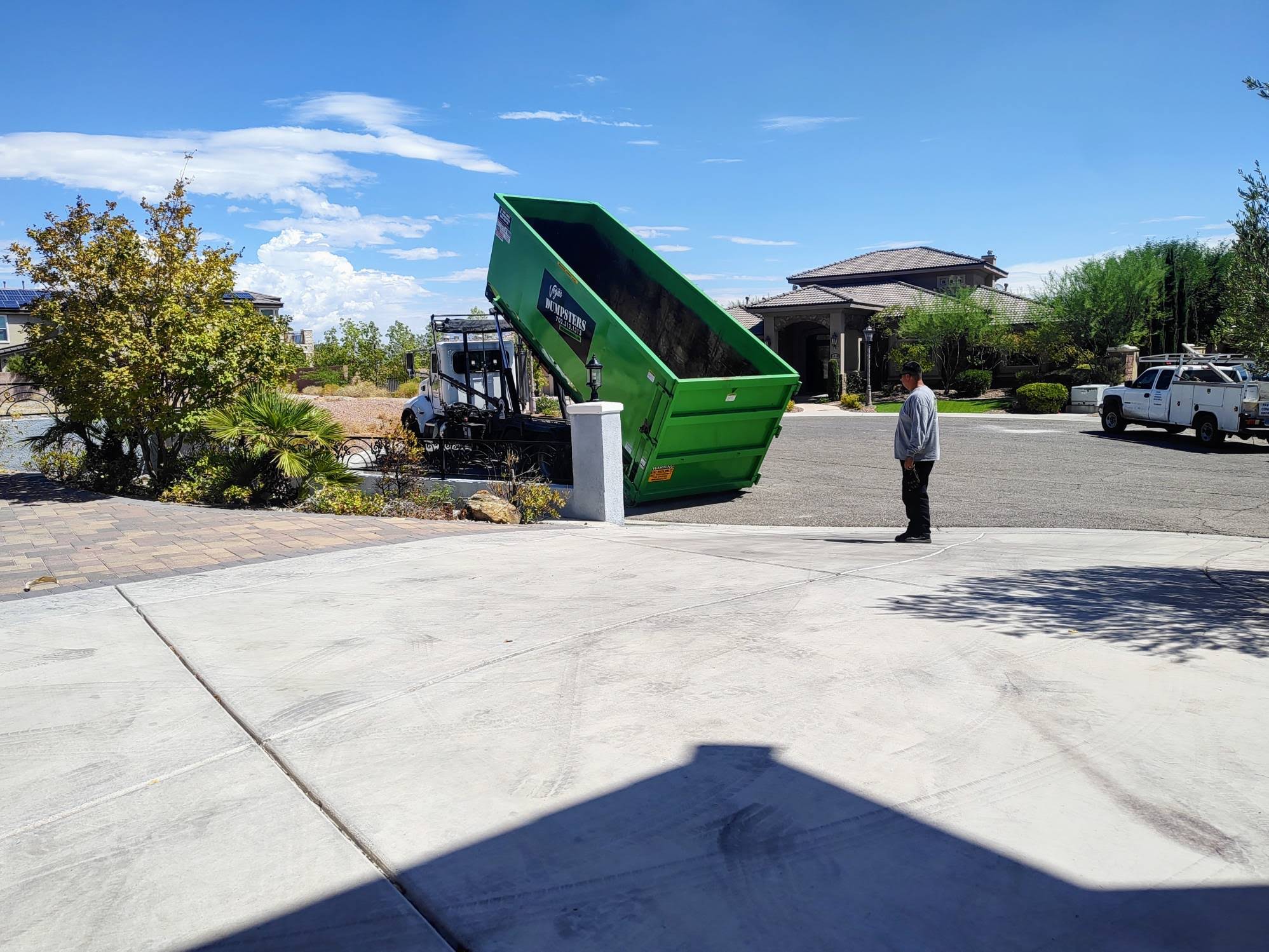 Residential dumpster rental delivered to a Las Vegas home for a home cleanup project