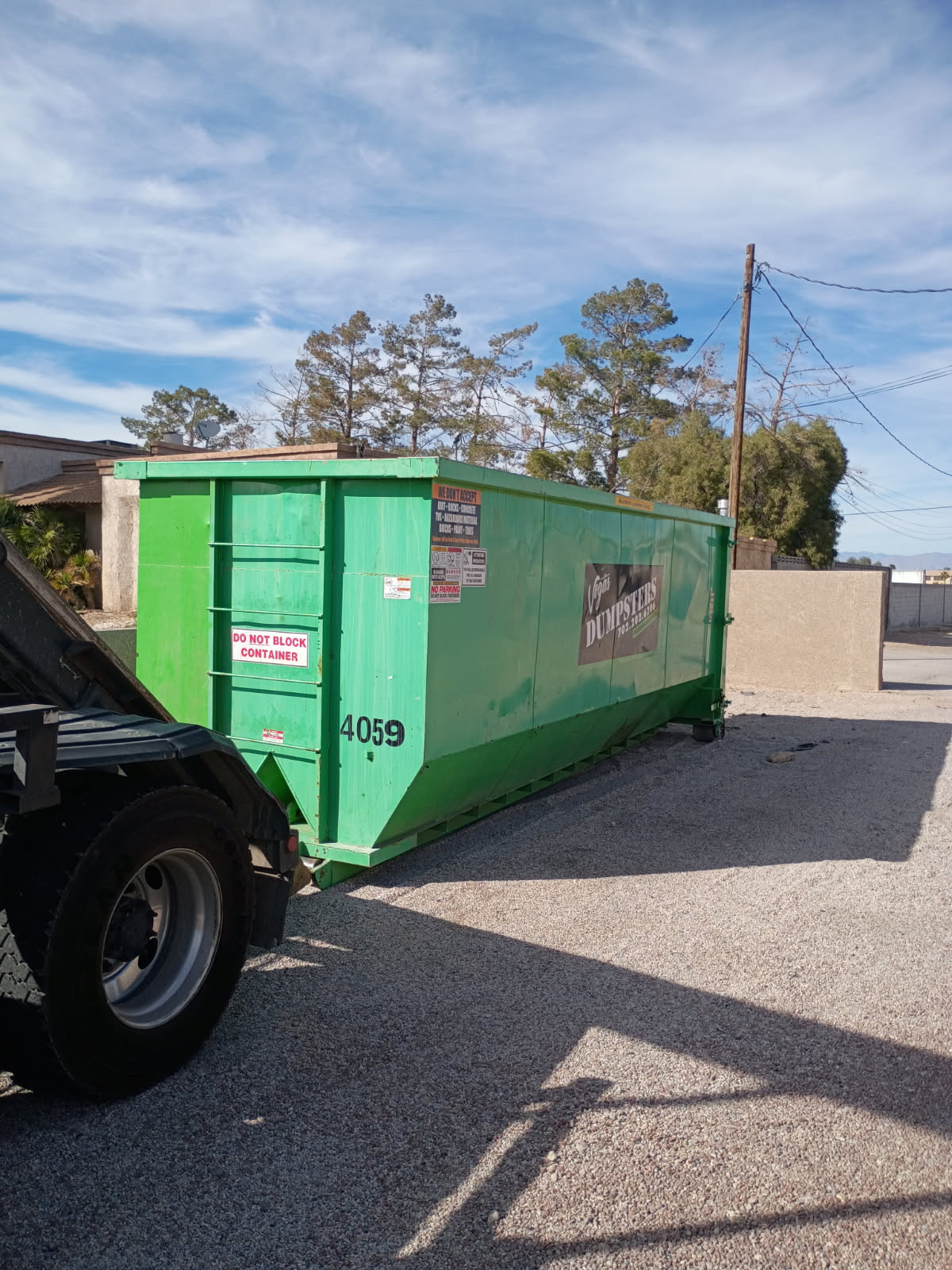 Commercial dumpster rental in Las Vegas for a business construction project