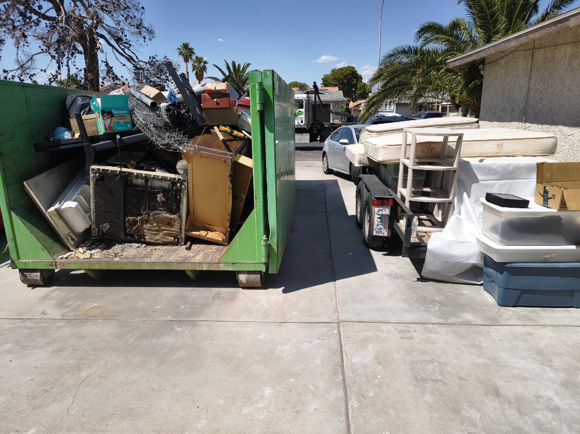 Residential dumpster rental delivered to a North Las Vegas home for a home cleanup project