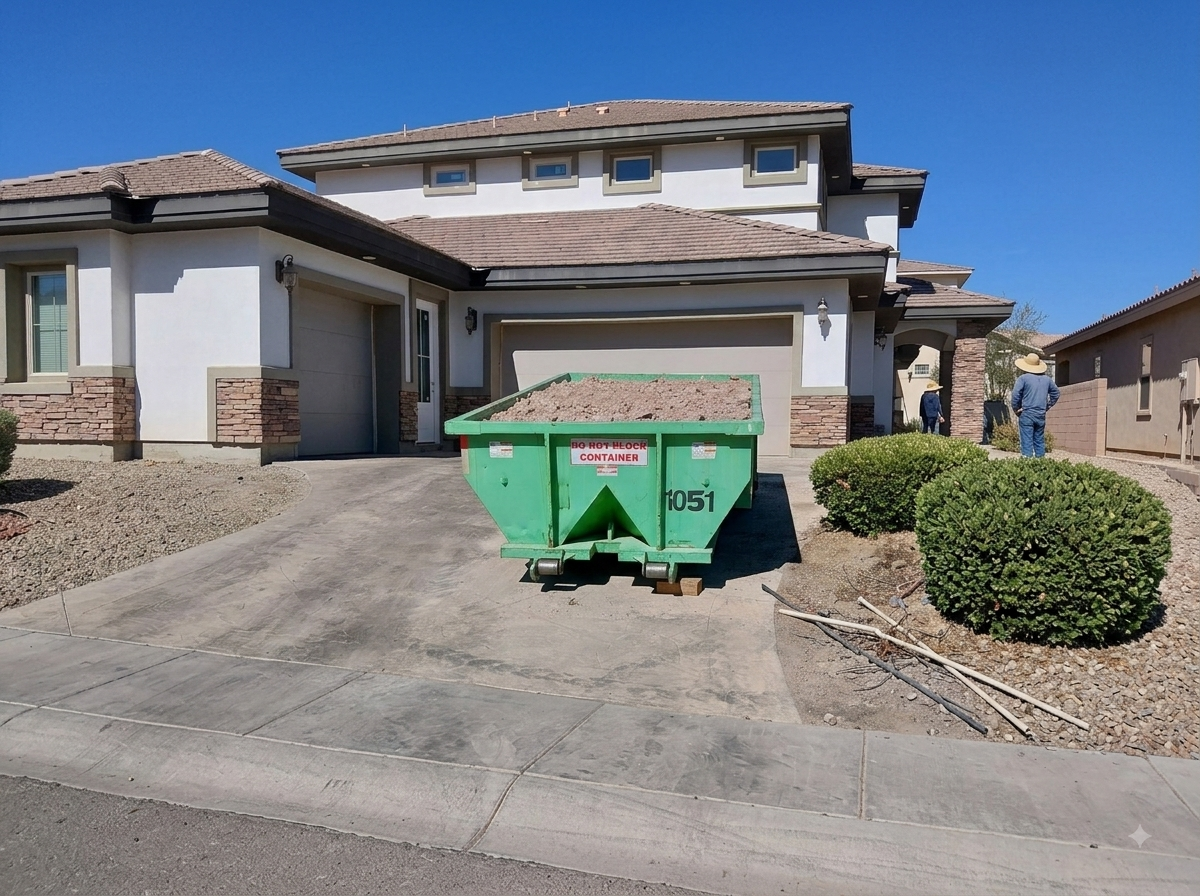 Residential dumpster rental delivered to a North Las Vegas home