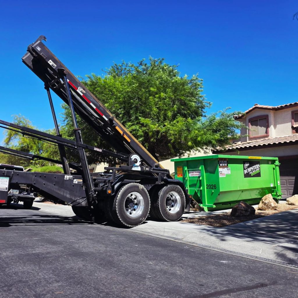 20-yard dumpster fits in the driveway