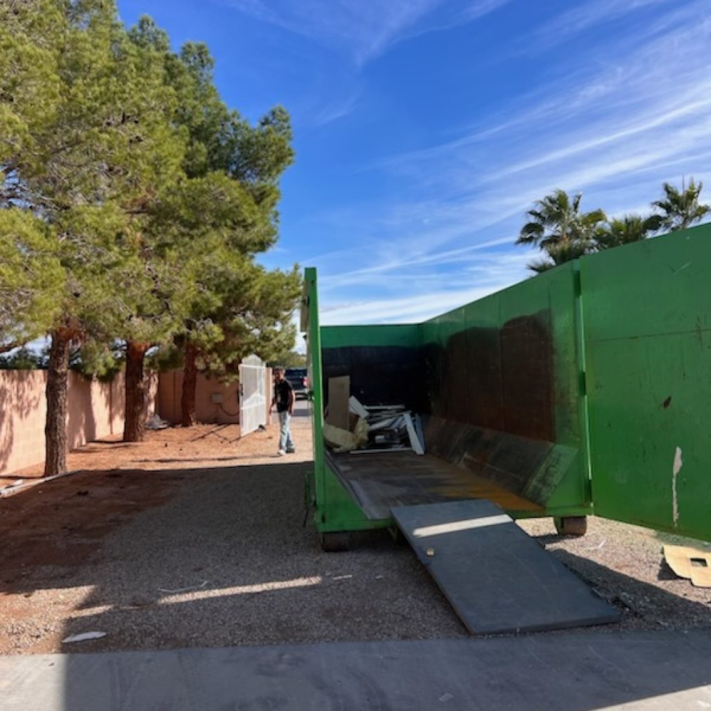 40-Yard dumpster featuring a wide door.