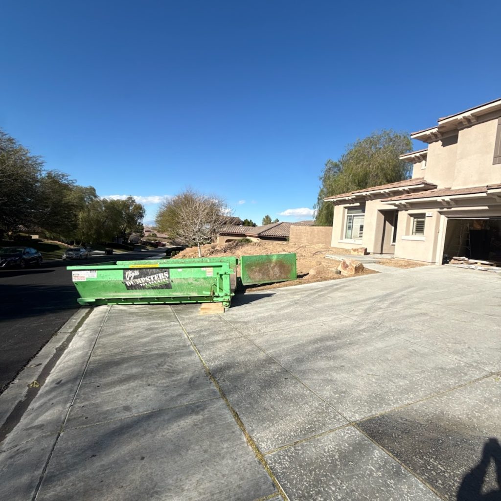 Lowboy Dumpster delivered to a home in Green Valley, Henderson.