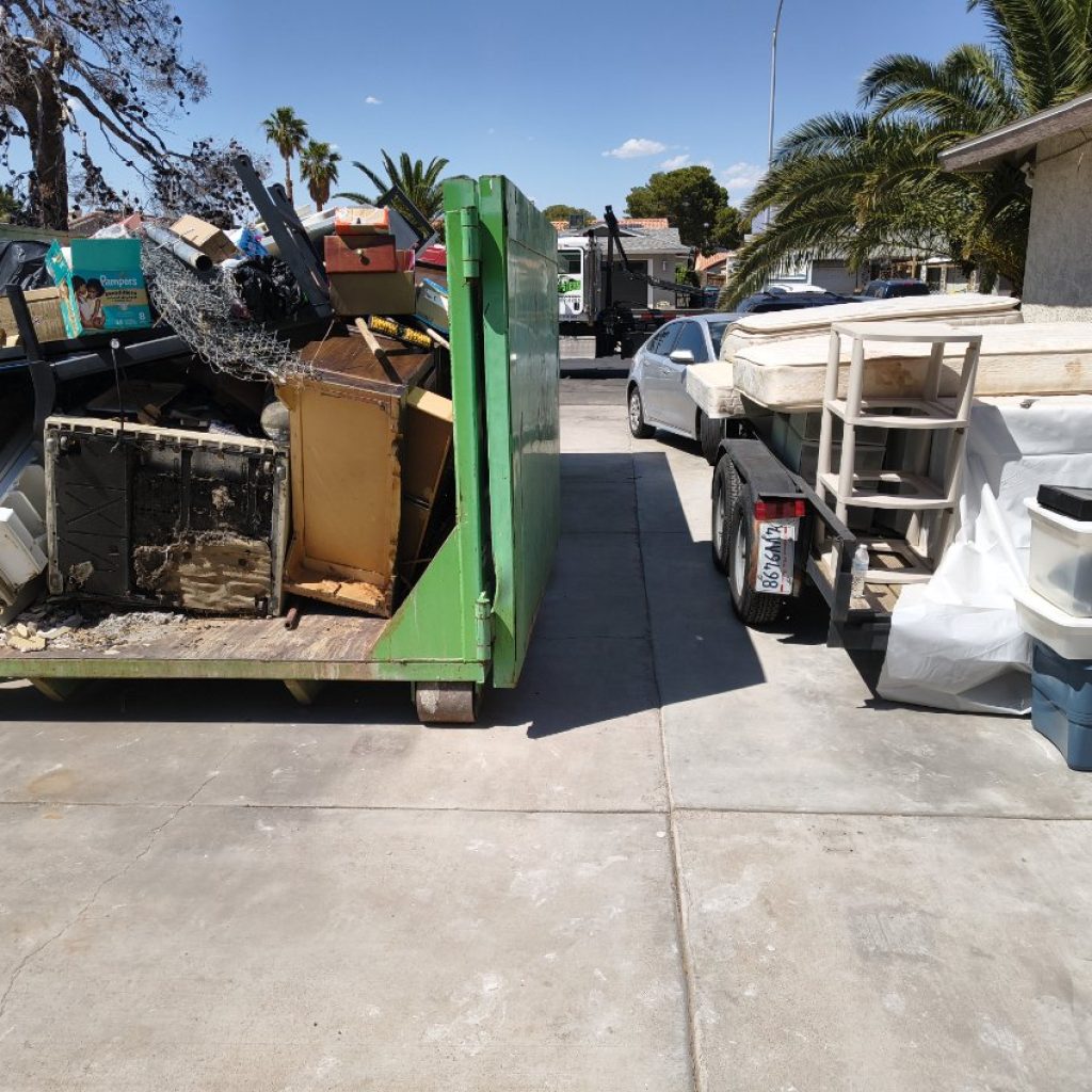 Residential dumpster rental delivered to a North Las Vegas home for a home cleanup project