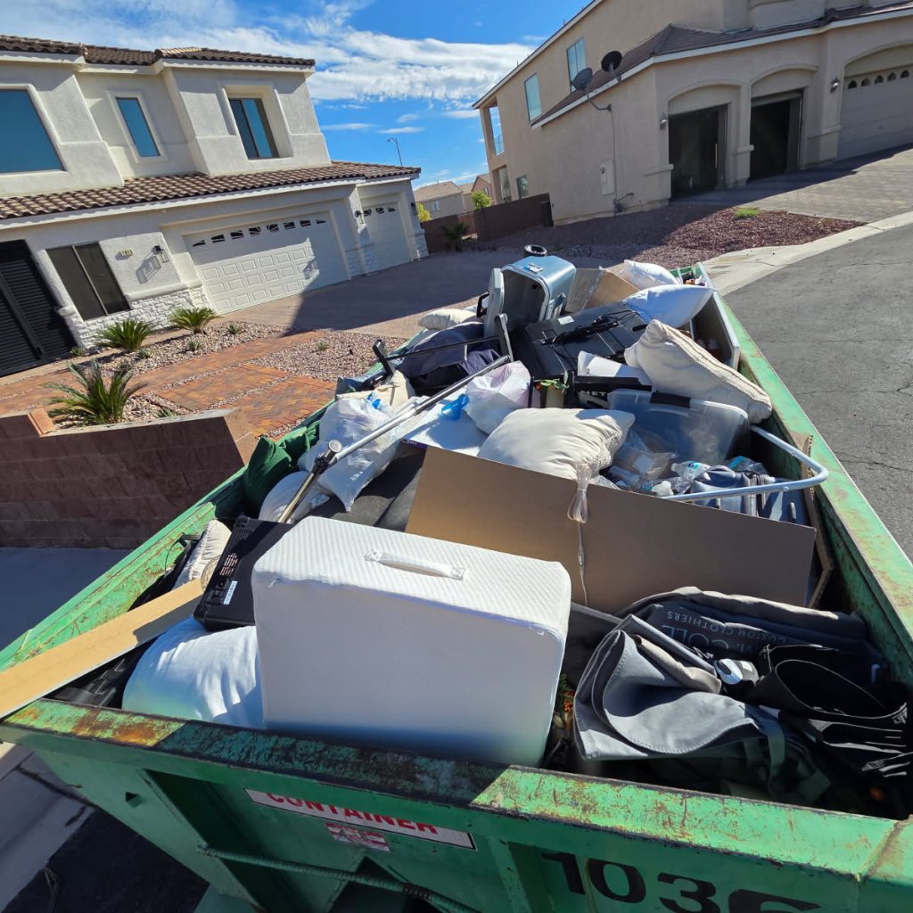10-yard dumpster rental delivered to a Henderson Nevada home for a residential cleanup project
