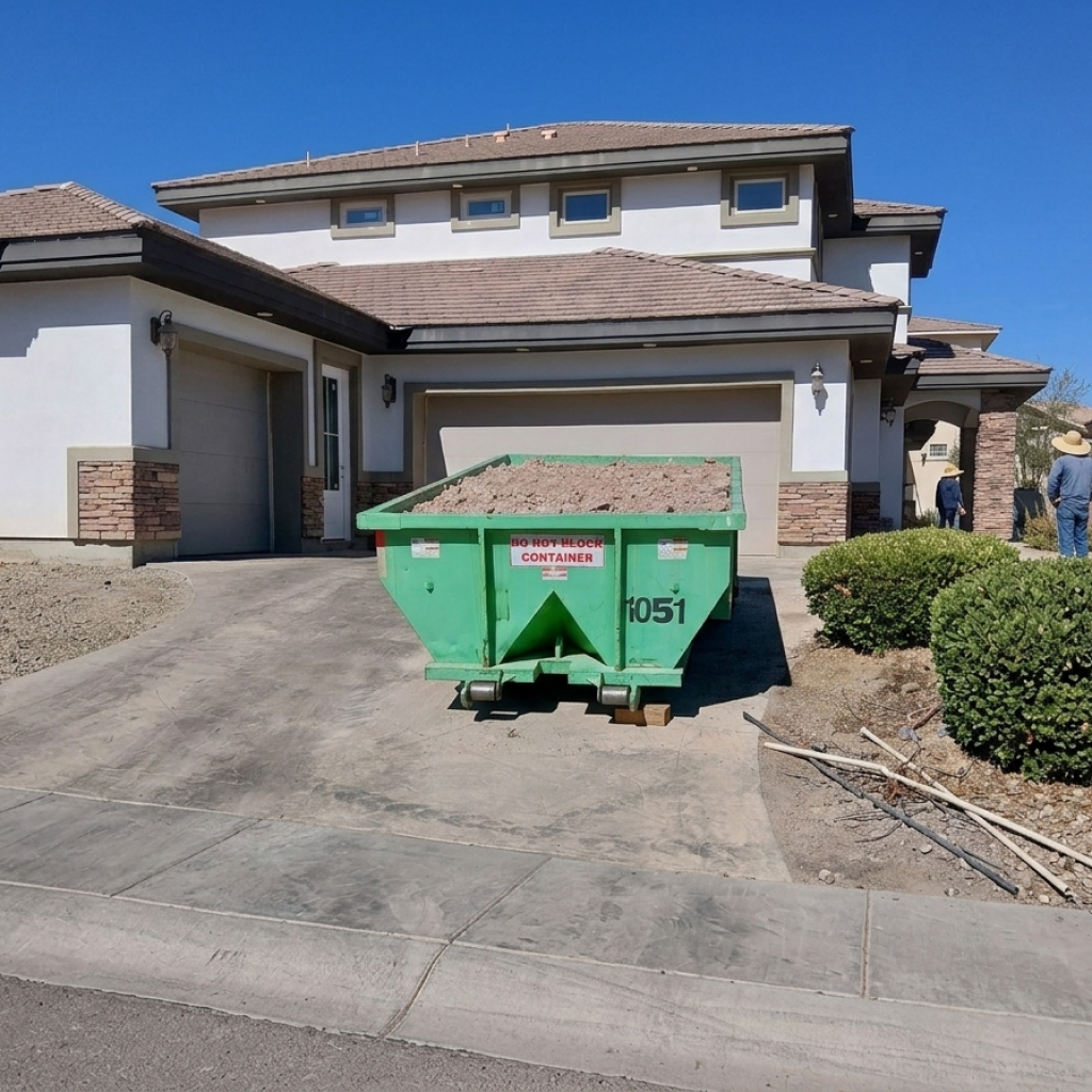 Residential dumpster rental delivered to a North Las Vegas home